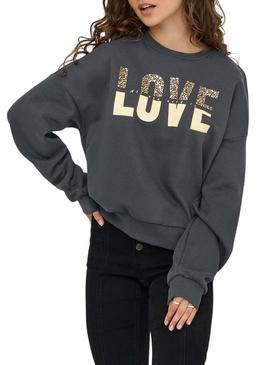 Moletom Only Tammie cinza para mulher.