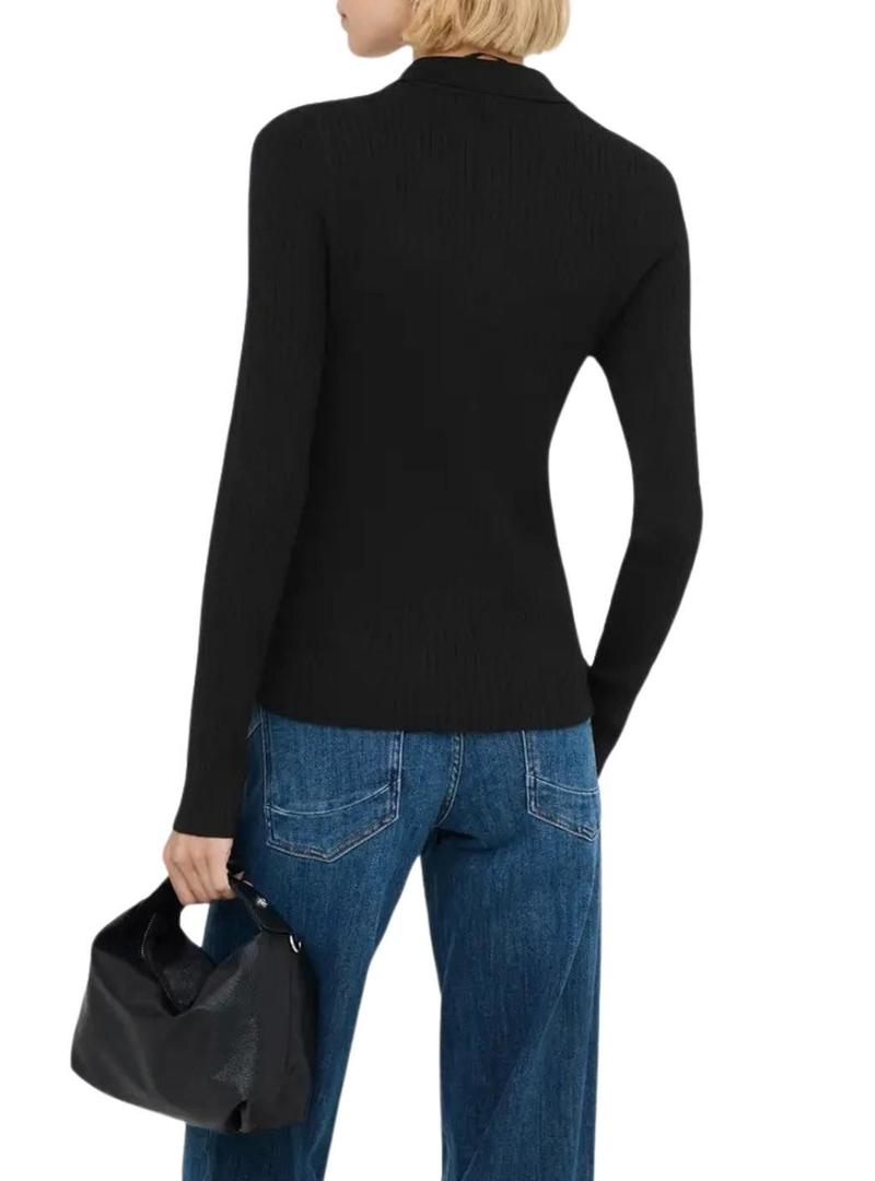 Camisa Only Mila polo preto para mulher.