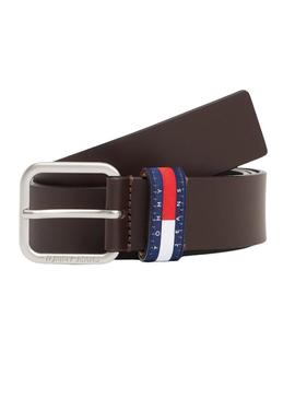 Cinto Tommy Jeans Ryan marrom para homem.