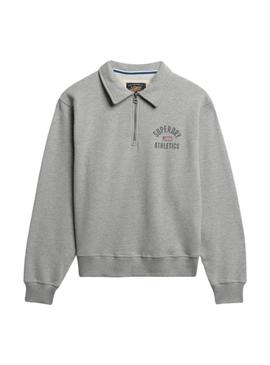 Moletom Superdry Athletic cinza para mulher.