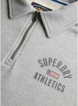 Moletom Superdry Athletic cinza para mulher.