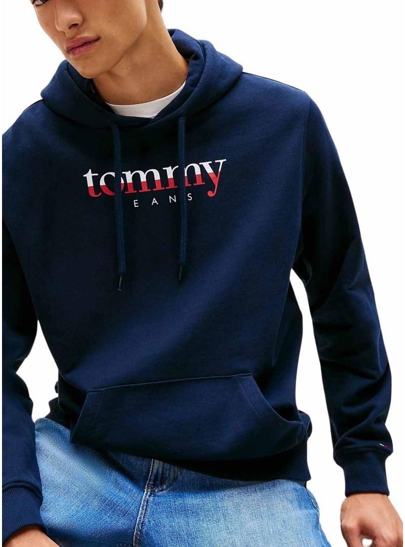 Moletom Tommy Jeans Hoodie DNA azul para homem.