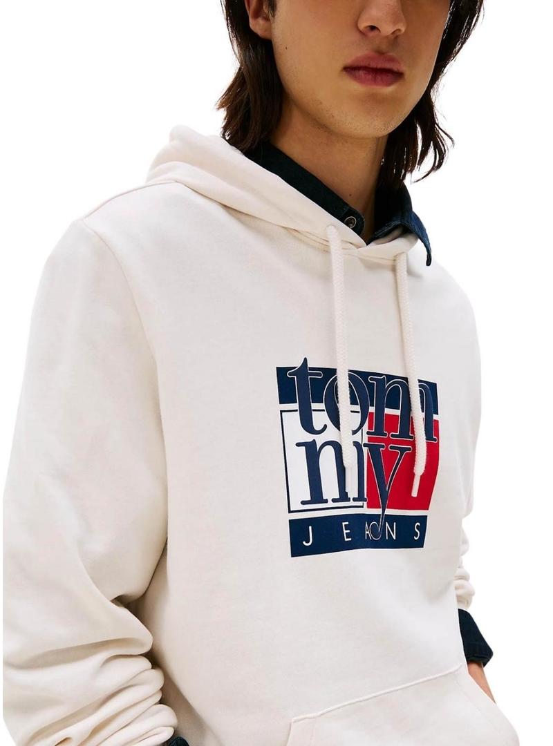 Moletom Tommy Jeans Flag branco para homem