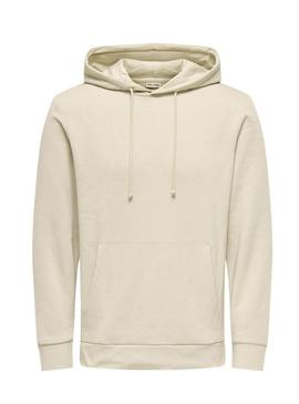 Moletom Only and Sons Chase regular bege para homem.