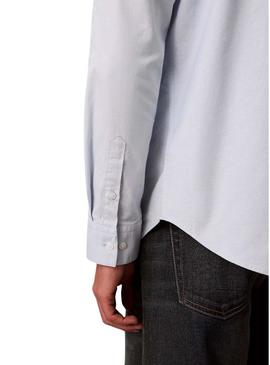 Camisa Calvin Klein Solid Oxford azul para homem.