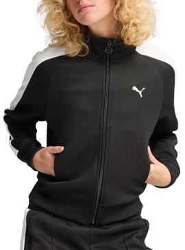 Jaqueta esportiva Puma T7 preta para mulher.