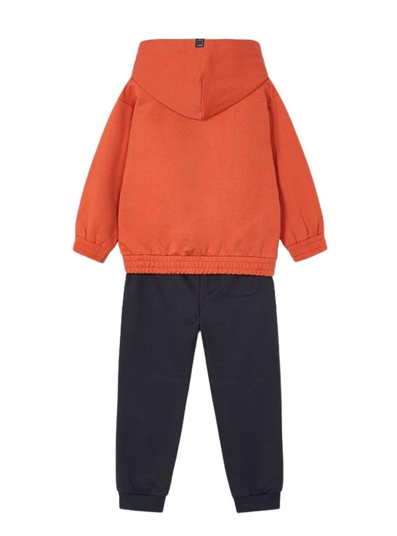 Fato de treino Mayoral serigrafia laranja para menino.
