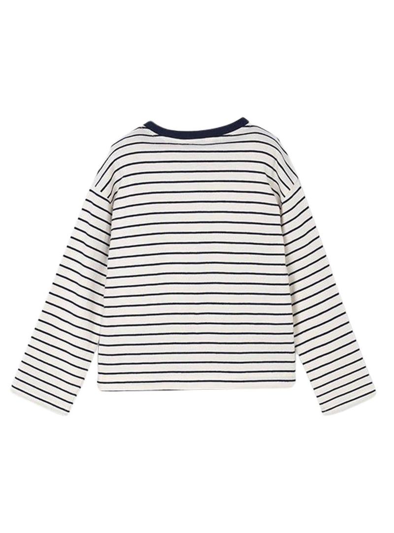Camiseta Mayoral listras azul marinho para menina