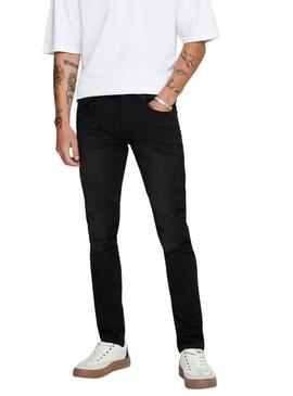 Calça jeans Only and Sons Loom preta para homem