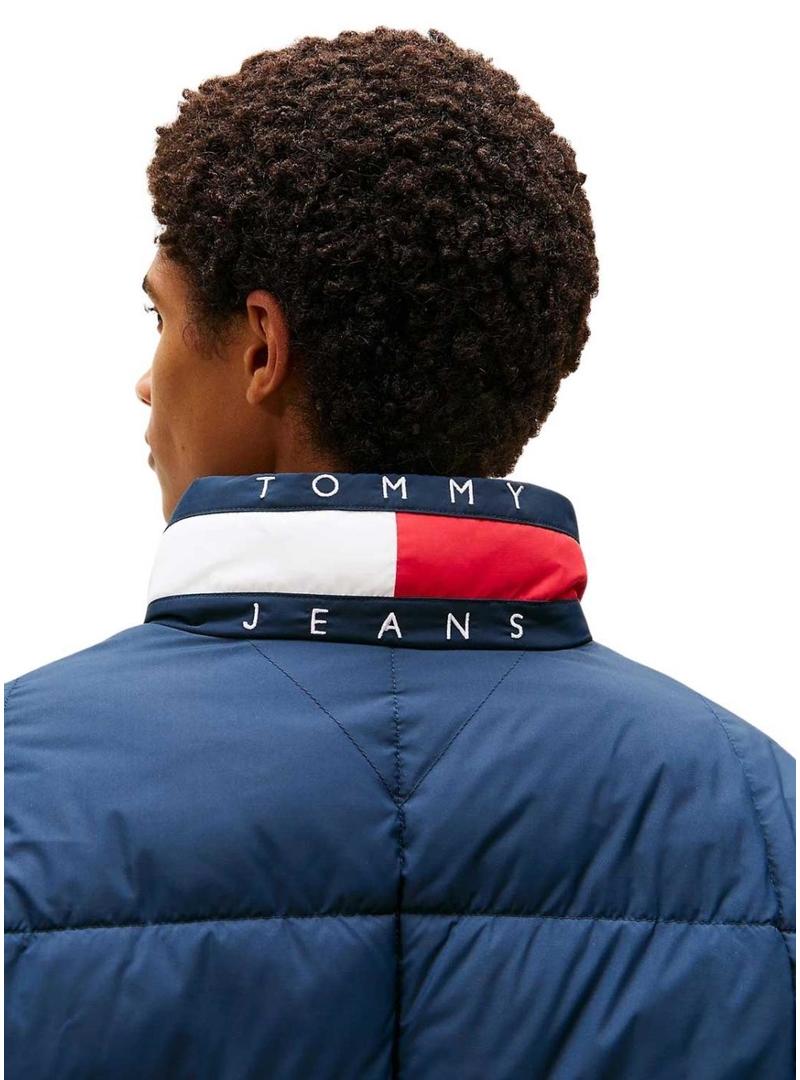 Colete Tommy Jeans DNA azul marinho com gola para homem.