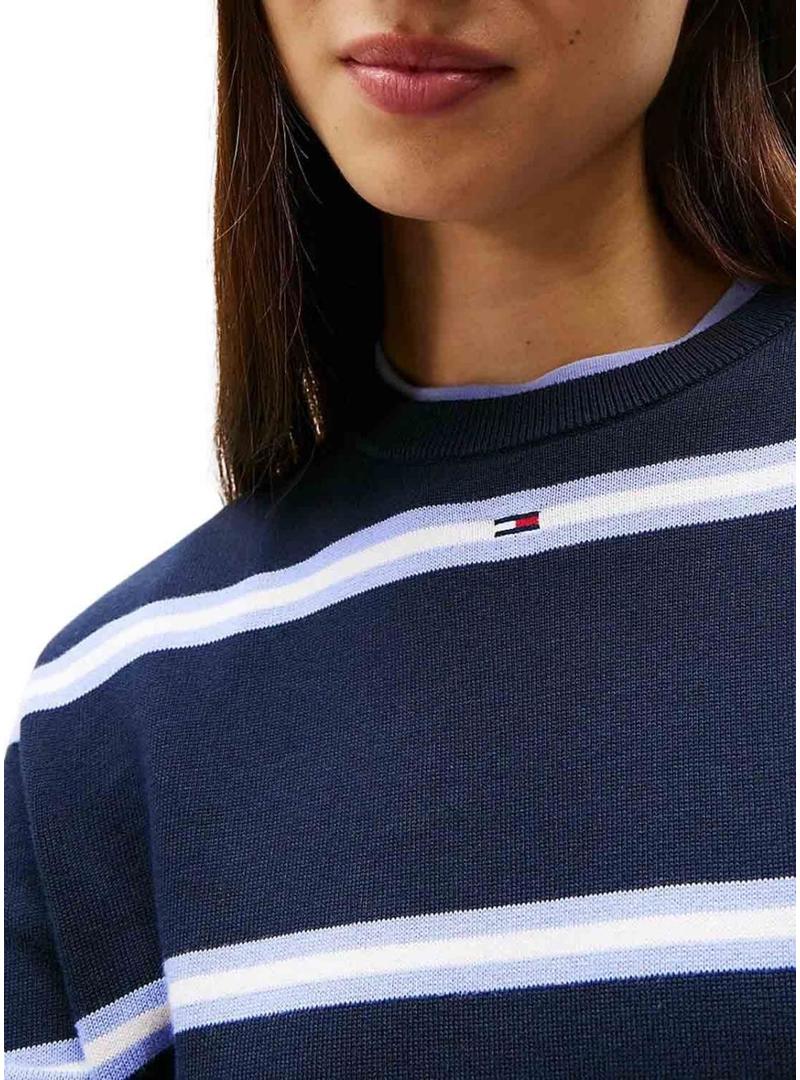 Camisa listrada azul marinho Tommy Jeans para mulher.