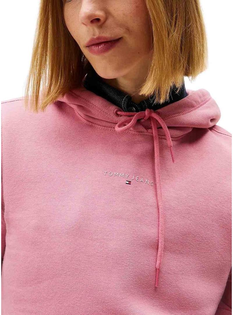 Moletom Tommy Jeans Linear Hoodie rosa para mulher