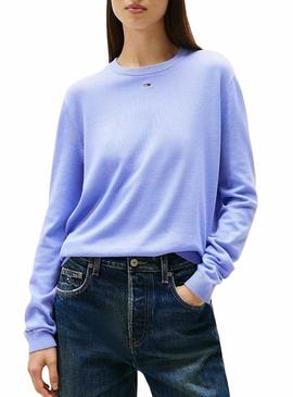 Camisola Tommy Jeans Essential Crew azul para mulher