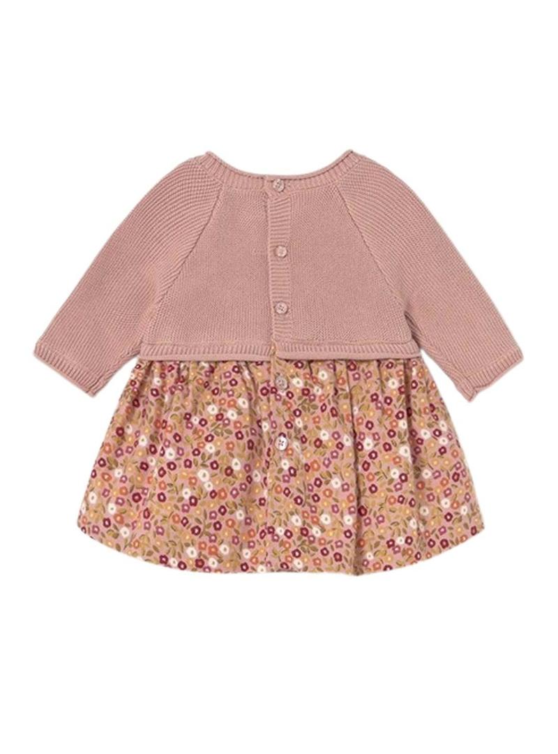 Vestido Mayoral tricot estampado rosa para bebê.