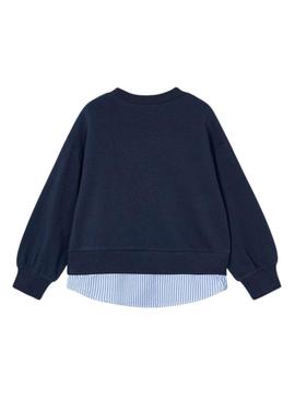 Suéter Mayoral combinado marinho para menina