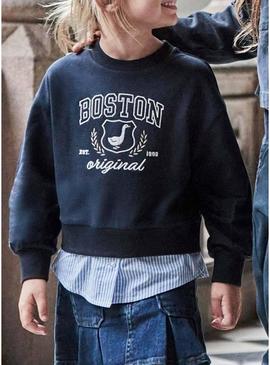 Suéter Mayoral combinado marinho para menina