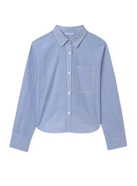 Camisa Mayoral bolso listrado azul para menina
