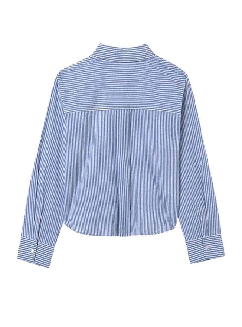 Camisa Mayoral bolso listrado azul para menina