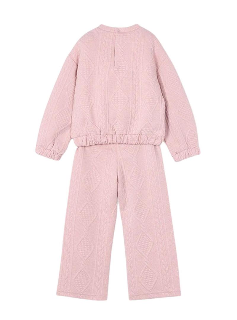 Conjunto de moletom cor de rosa acolchoado da Mayoral para menina.