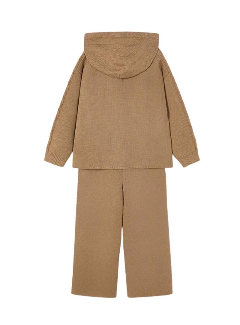 Conjunto Mayoral calça e suéter camelo para menina.