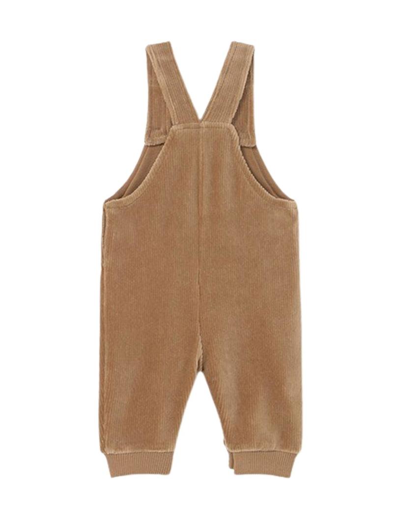 Pijama ponto canelado em marrom para recém-nascido.