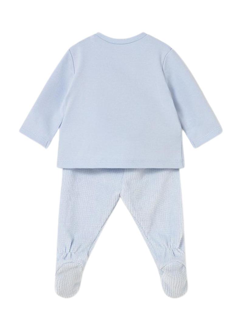 Conjunto Mayoral polaina e blusa azul bebê