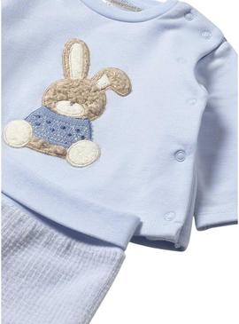 Conjunto Mayoral polaina e blusa azul bebê