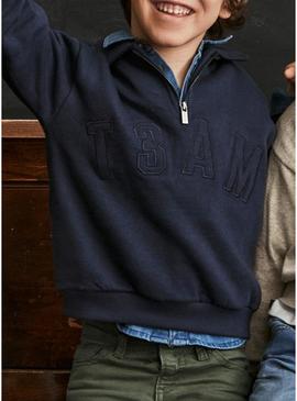 Moletom Mayoral com gola polo marinho para menino.