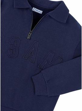 Moletom Mayoral com gola polo marinho para menino.