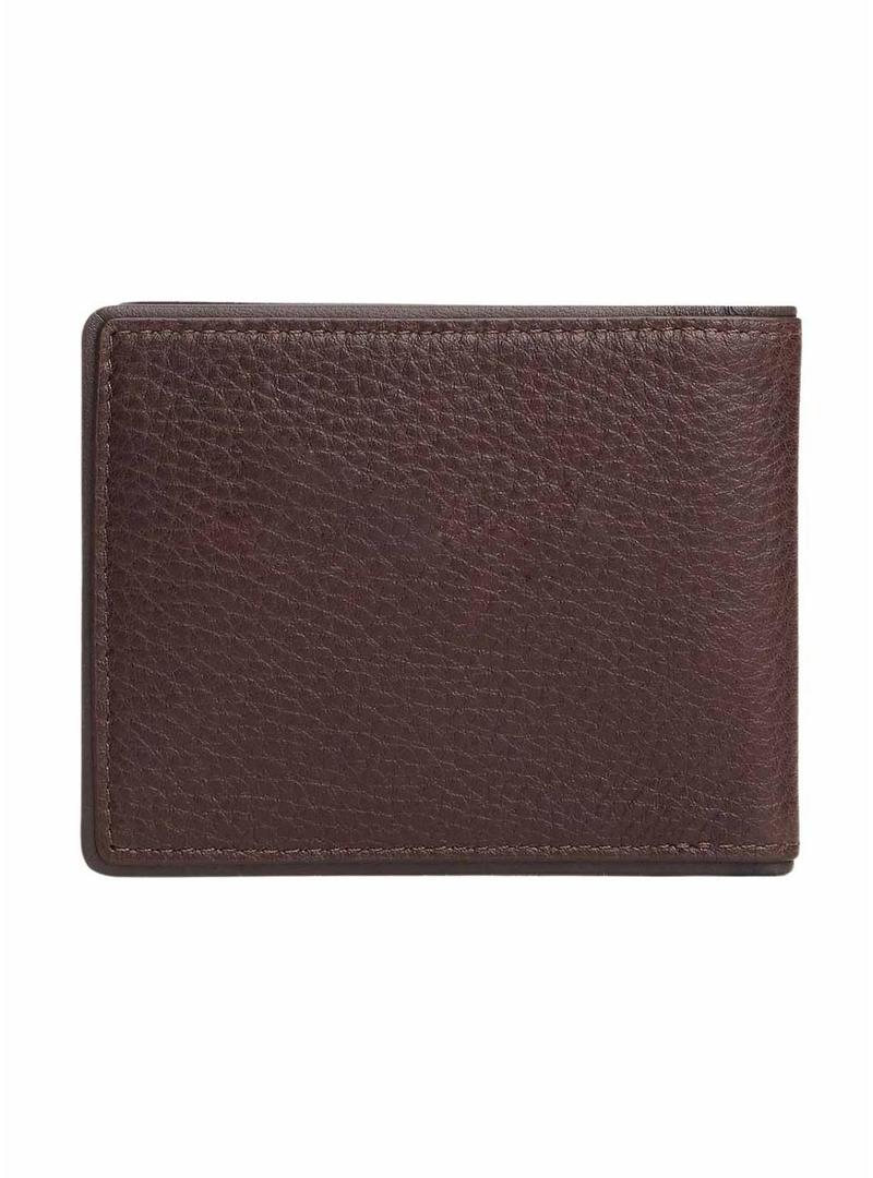 Carteira de couro dobrável marrom Tommy Hilfiger Corporate para homem.