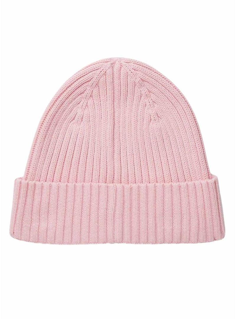 Gorro Tommy Jeans Heritage de tricô com logotipo rosa para mulher.