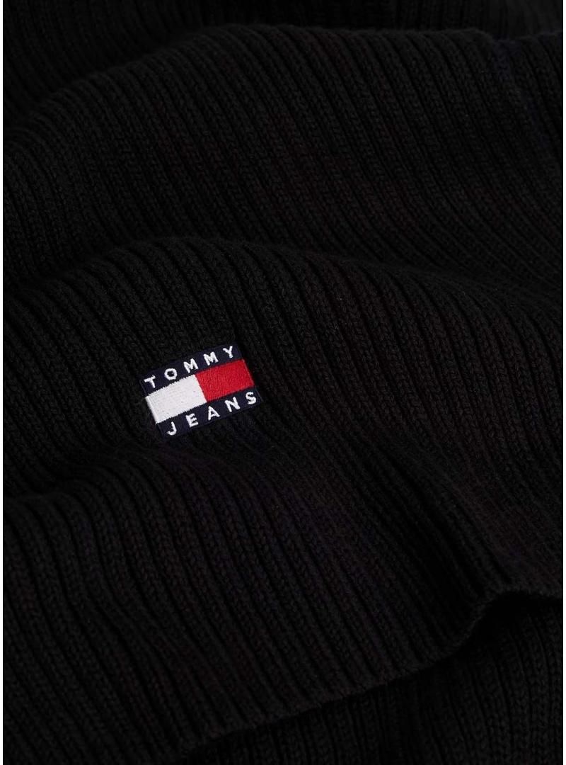 Cachecol de malha preto Tommy Jeans Heritage para homem.