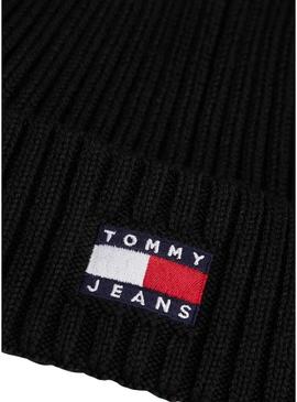 Gorro Tommy Jeans Heritage preto para homem