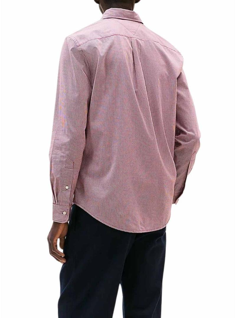 Camisa Tommy Hilfiger de flanela estampada xadrez bordô para homem.
