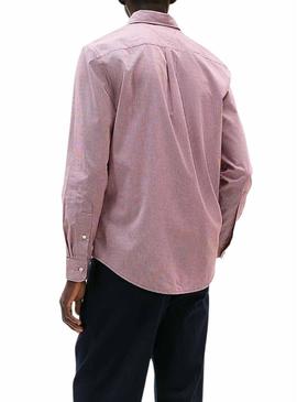 Camisa Tommy Hilfiger de flanela estampada xadrez bordô para homem.