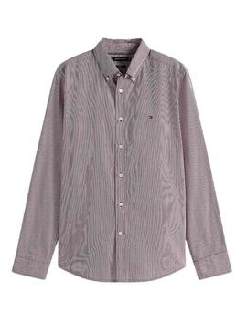 Camisa Tommy Hilfiger de flanela estampada xadrez bordô para homem.
