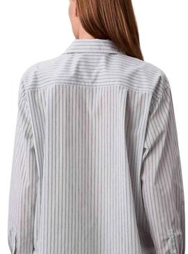 Camisa Calvin Klein listras monólogo para mulher