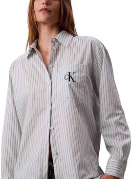 Camisa Calvin Klein listras monólogo para mulher