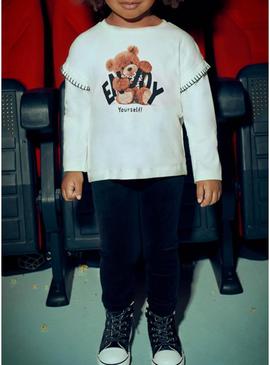 Camiseta Mayoral urso bege para menina