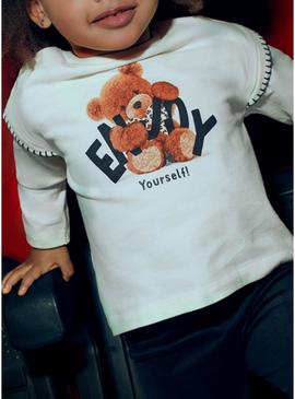 Camiseta Mayoral urso bege para menina