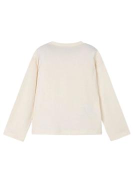 Camiseta Mayoral serigrafia bege para menina.