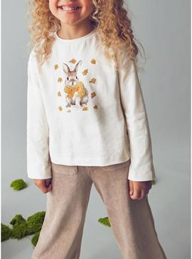 Camiseta Mayoral serigrafia bege para menina.