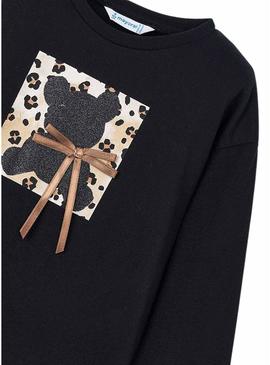 Camiseta Mayoral laçada preta para menina