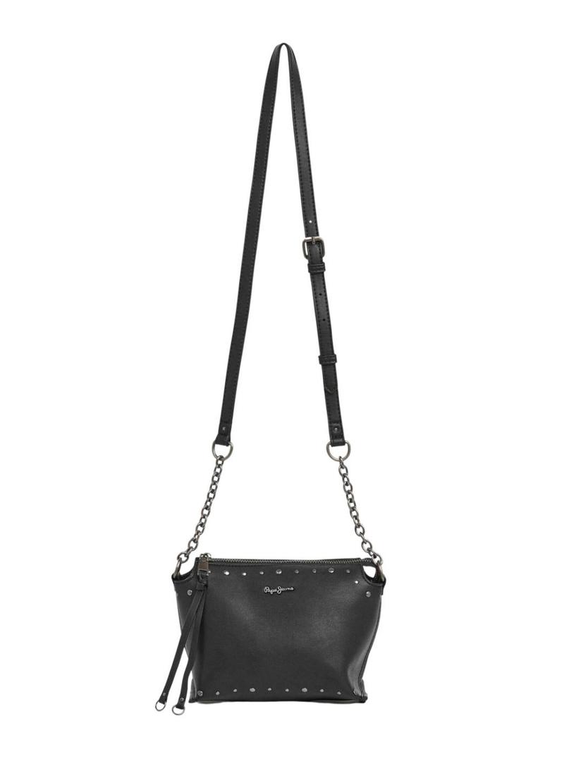 Bolsa Pepe Jeans Edith com tachas preta para mulher.