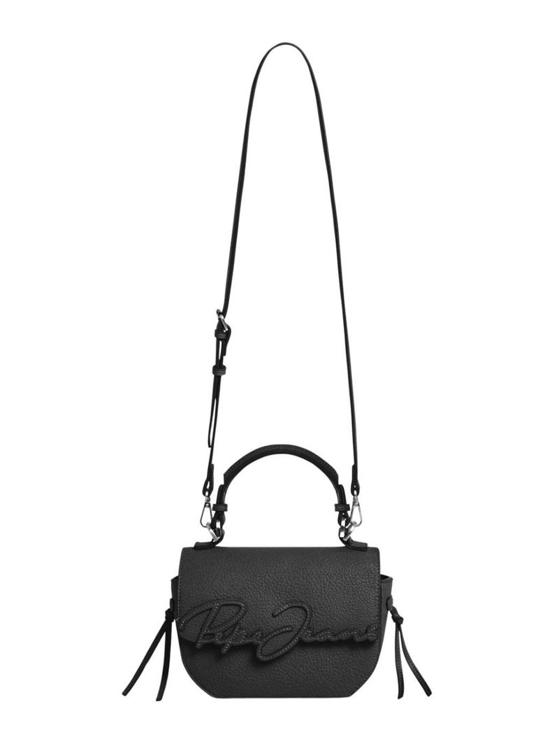 Bolsa Pepe Jeans Amber com aba preta com logotipo para mulher.