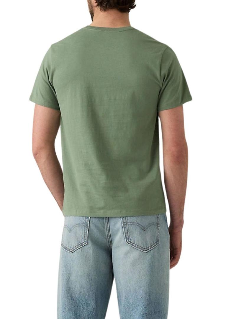 Camiseta Levis Original Housemark verde de louro para homem