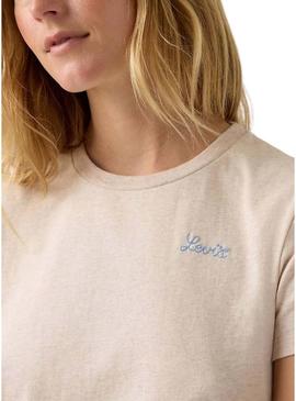 Camiseta Levis Perfect bege para mulher.