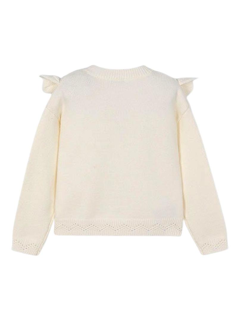 Camisola Mayoral tricot aberta em bege para menina.