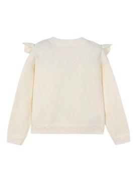 Camisola Mayoral tricot aberta em bege para menina.