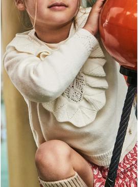 Camisola Mayoral tricot aberta em bege para menina.